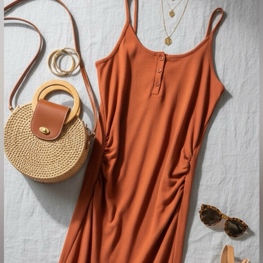 Heart and Hips Elegant Rust Sleeveless Dress - Picture 1 of 5